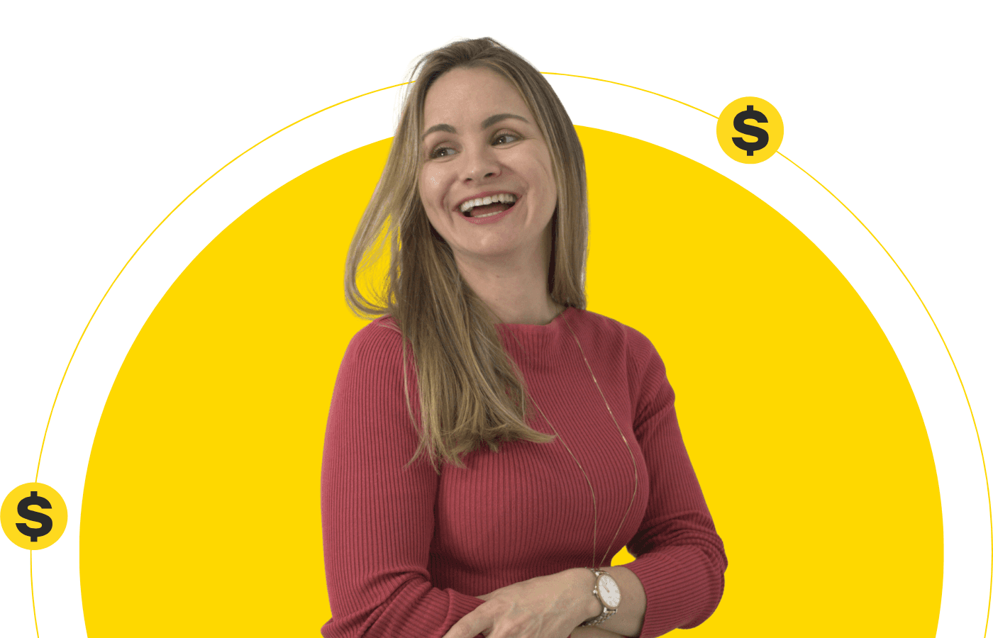 Imagem de um homem sorridente segurando um smartphone com uma versão do site da Hubs Contabilidade com uma mão enquanto aponta com a outra